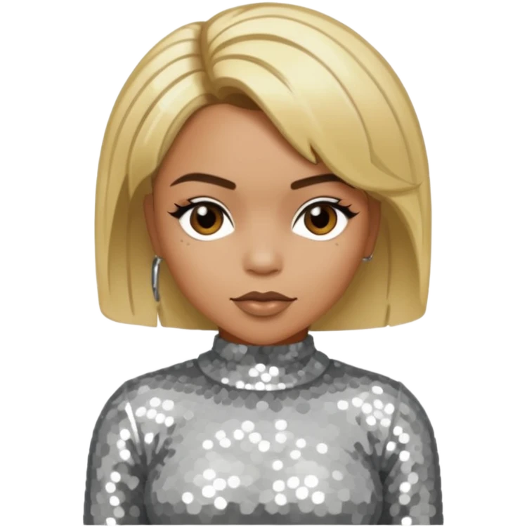 T-Boz from TLC with short blonde hair, silver outfit emoji