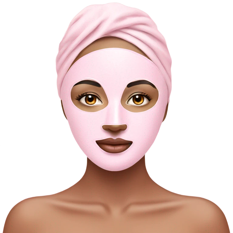 Lady with pastel pink face mask spa beauty full face relaxing emoji