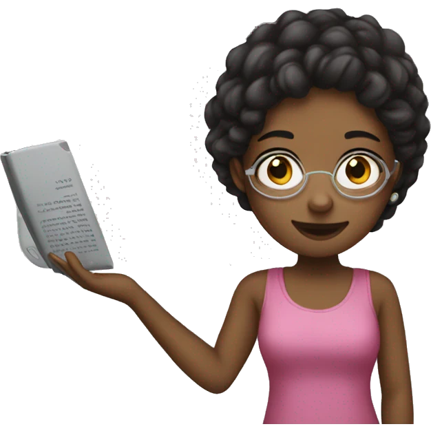Girl using a kindle emoji