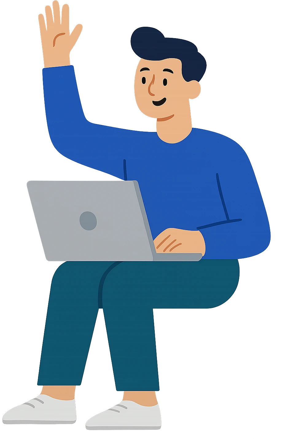 modern style person with laptop raising hand, no background emoji