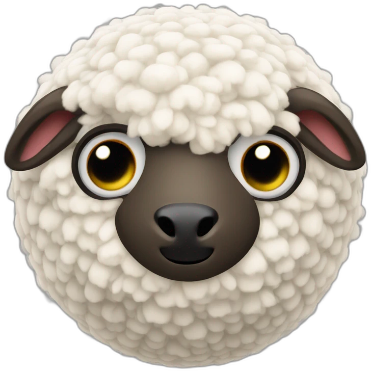 3d sphere with a cartoon Sheep skin texture with big beautiful eyes emoji