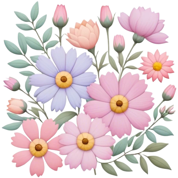 framed pastel and pink pressed florals emoji