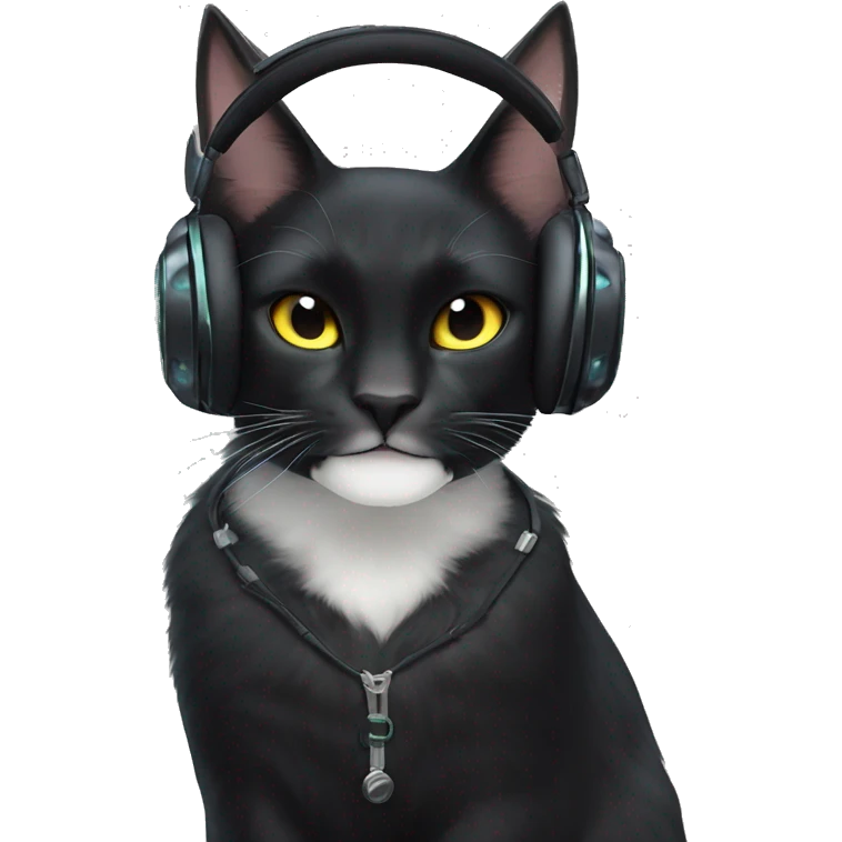 Black cat wearing Malenia’s headset from Elden Ring emoji