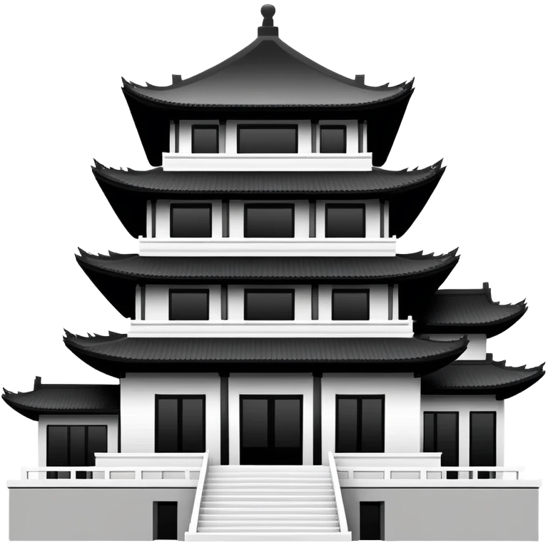 Ultra minimalist Chinese building icon, single-color silhouette, very simple outline emoji