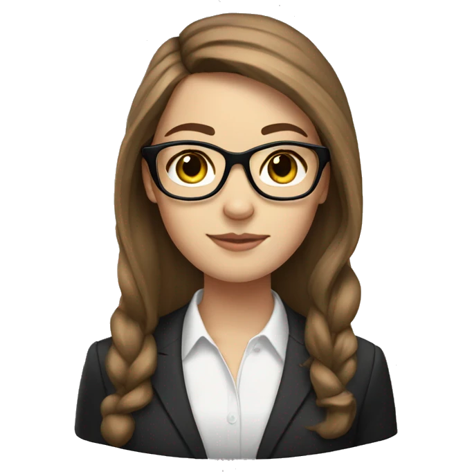 white girl with brown hair and glasses looking formal  emoji
