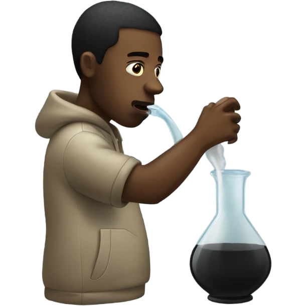 black man inhaling smoke from a beaker emoji
