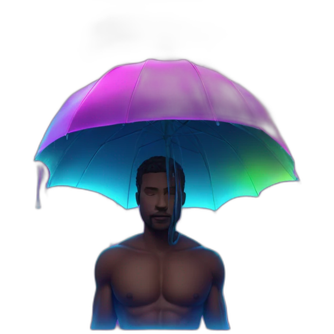Juicy booty neon sign style man rain emoji