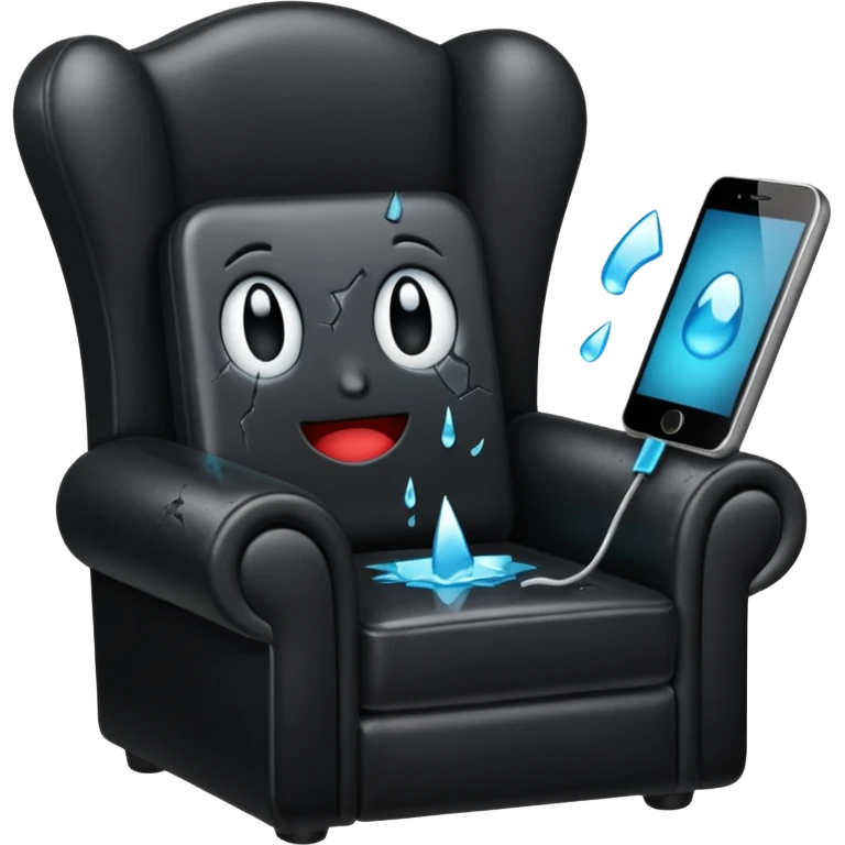 a phone in a chair looking sad and crying emoji