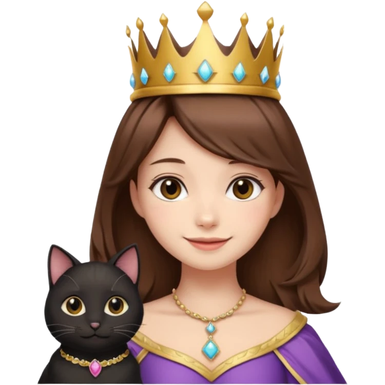queen black cat kawaii brown hair girl emoji