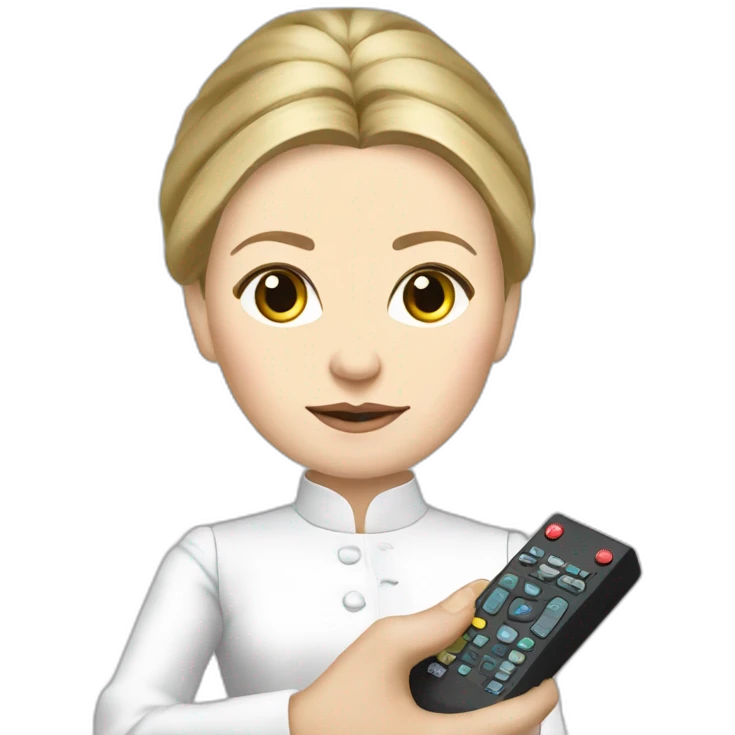 Yulia Tymoshenko holds the remote control in her hands emoji