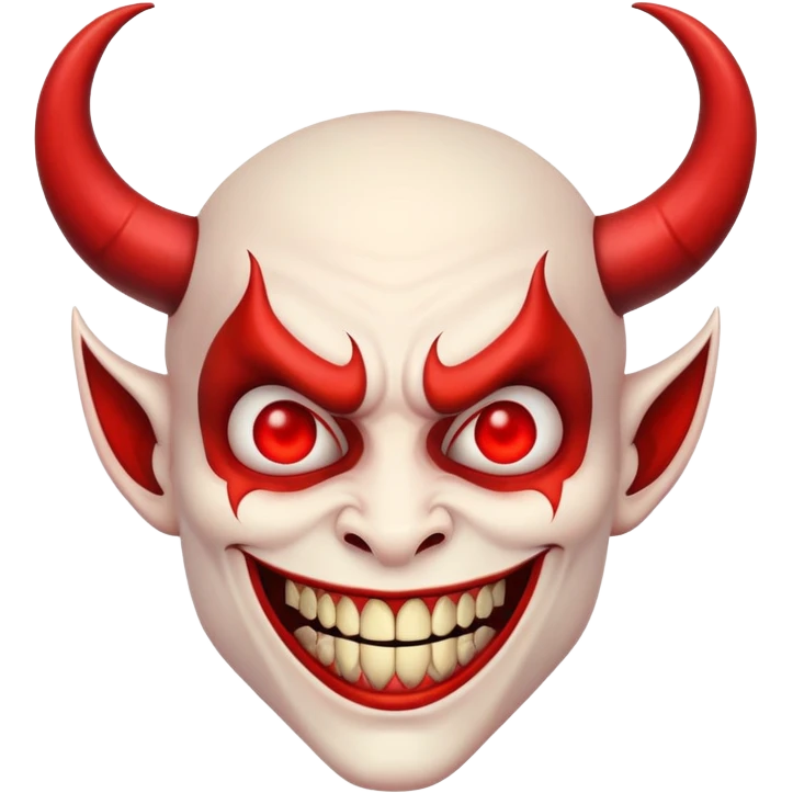 evil character with devil horns and malicious smile emoji