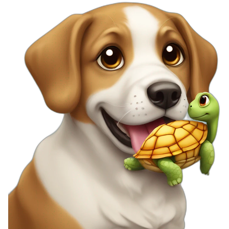 Un chien fait l'amour à une tortue emoji