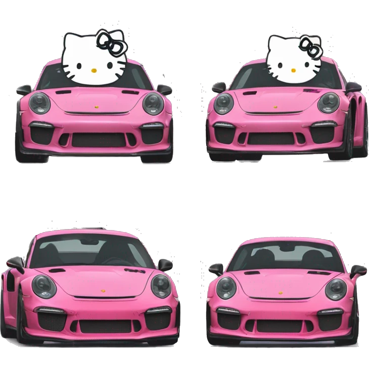 Hello kitty driving gt3 rs 911 emoji