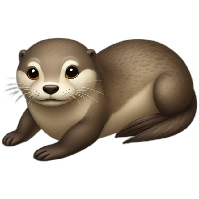 Une loutre sur une tortu emoji