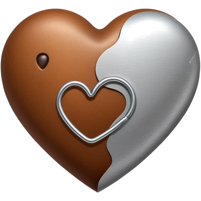 A brown heart with a paper clip inside is white emoji