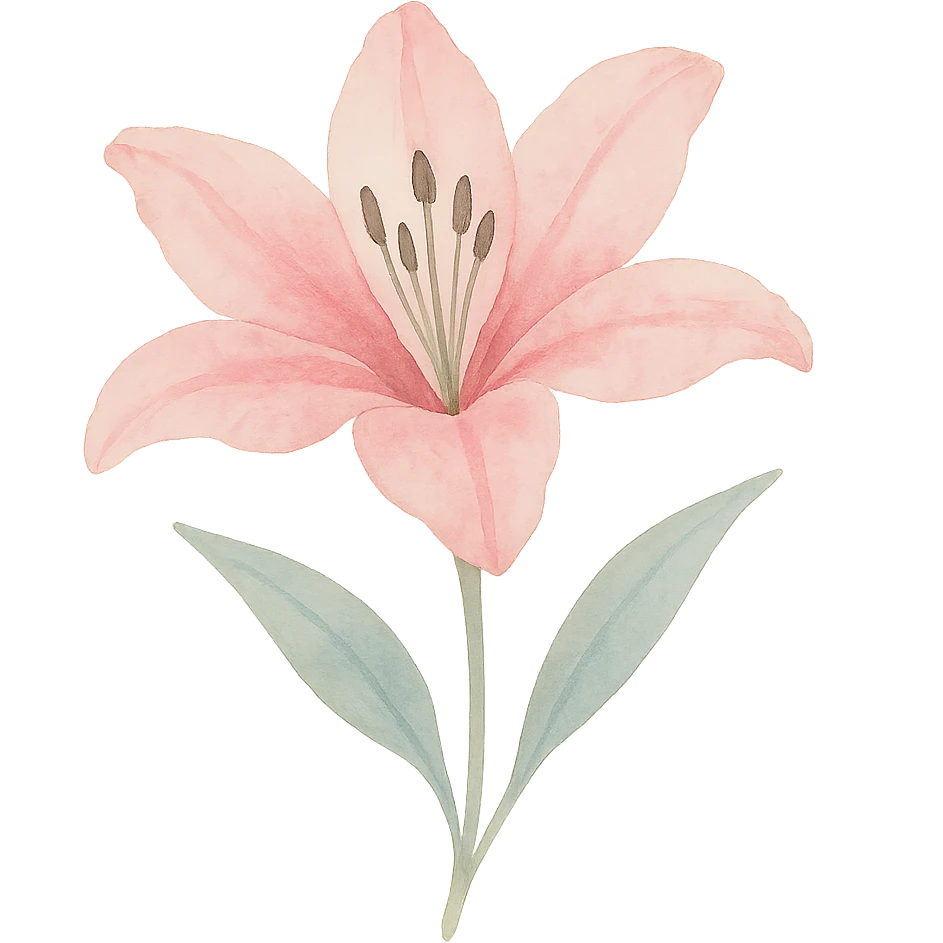 very detailed lily, delicate petals, vibrant pink and white hues, soft gradients, realistic botanical details emoji