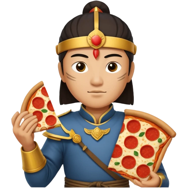 chinese ancient warrior with pizza emoji