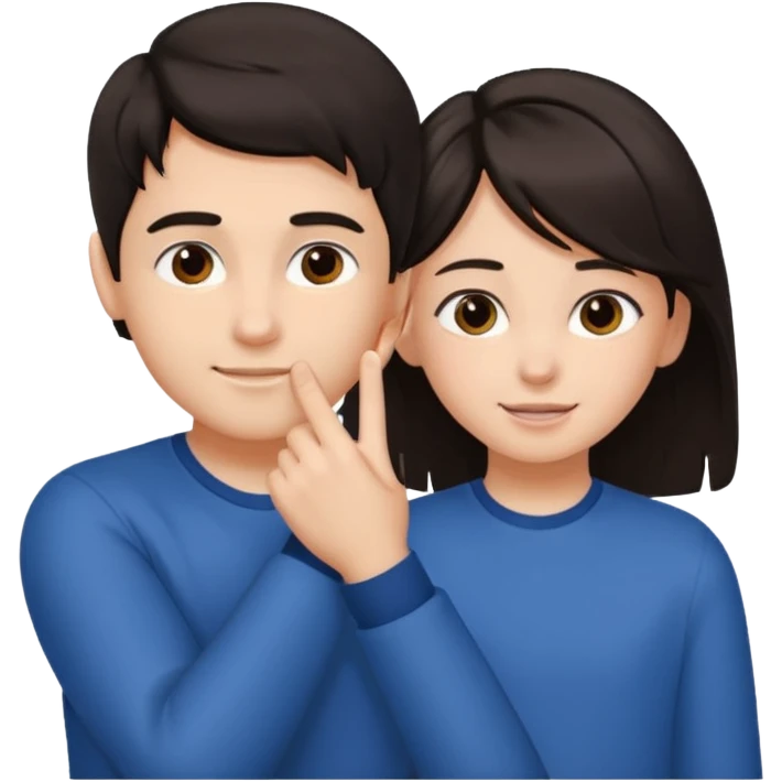 a boy putting a girls hair behind her ear gesture emoji