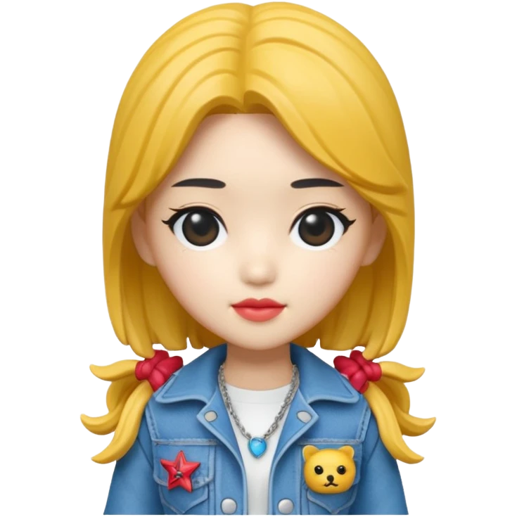 Isolated, breathtakingly vivid and intricately detailed digital illustration of the most incredibly adorable female kpop denom hunter figurine imaginable, toy style. emoji