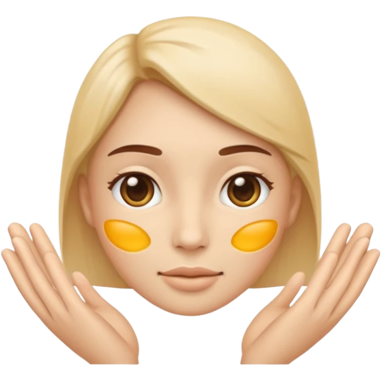Minimal emoji representing reduced facial puffiness, soft hand gesture shaping the face contour, balanced and natural appearance, wellness-focused, simple and easy to understand
 emoji