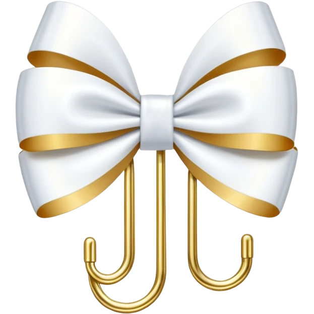 one gold paper clip with a white bow in the middle emoji