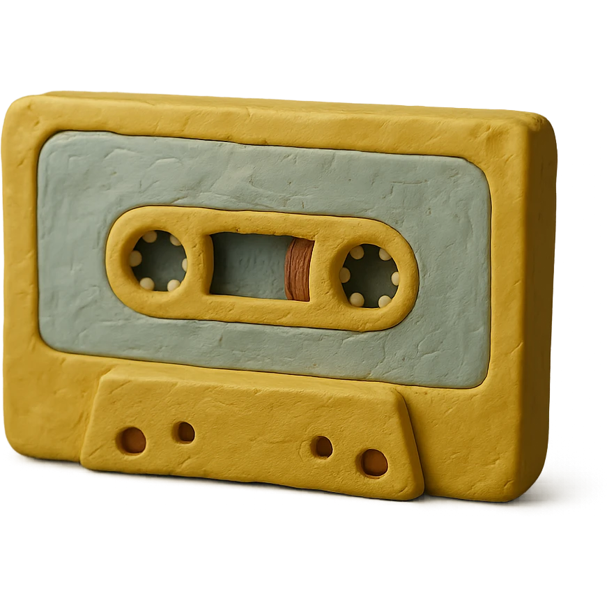 claymation style cassette tape emoji