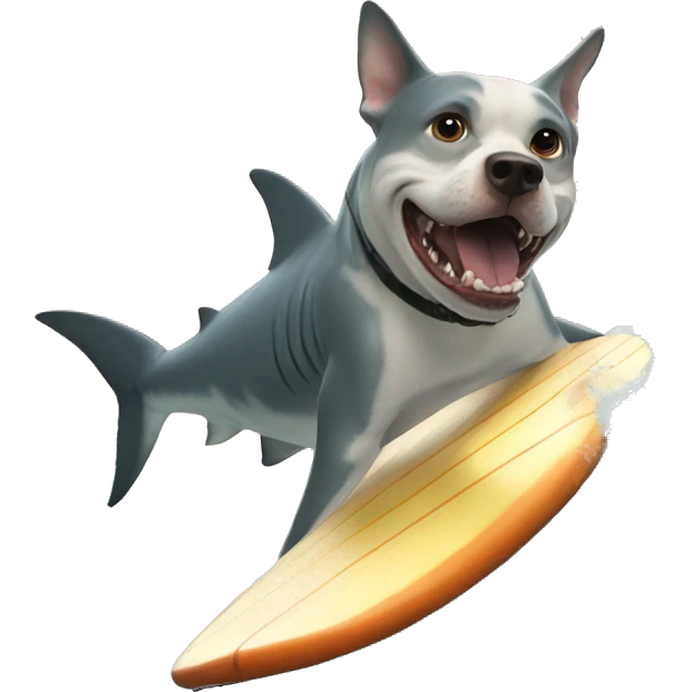 shark surfing with friend dog emoji