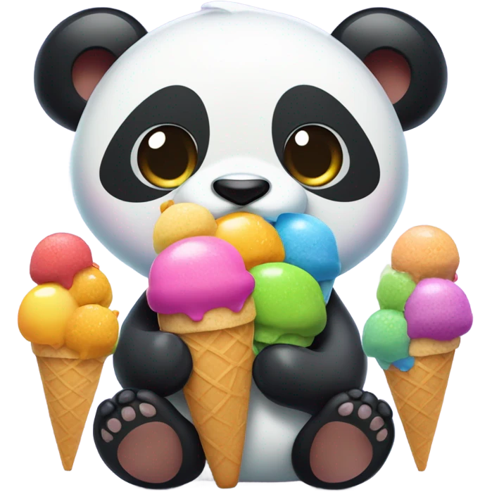 Panda eating ice creams  emoji