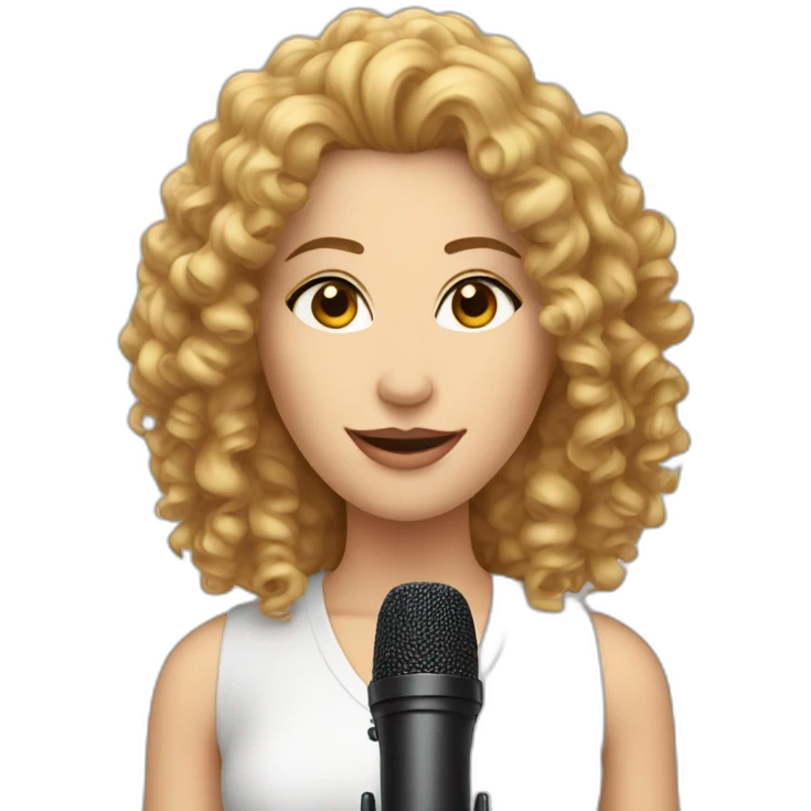 podcast host curly white woman with microphone emoji