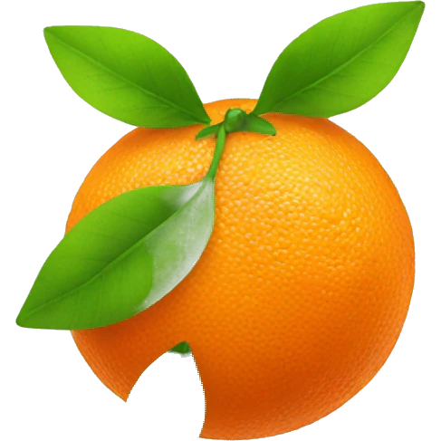 orange with green leaf emoji