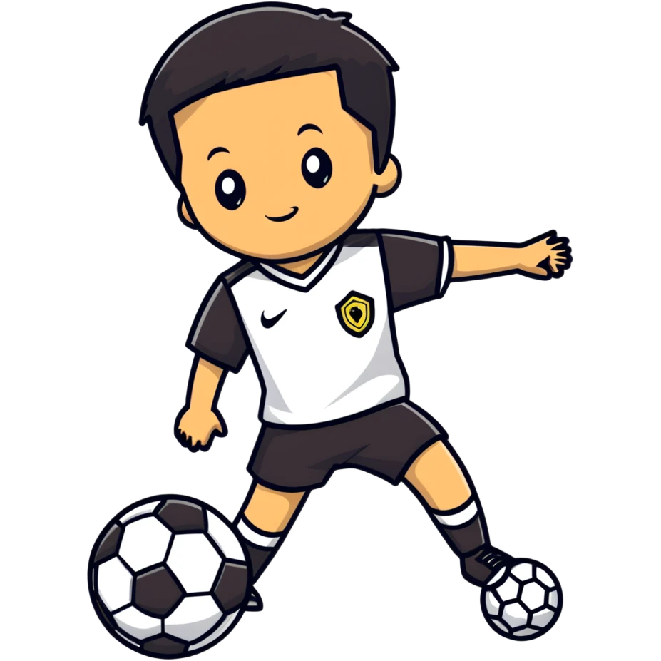 kid soccer player with ball emoji