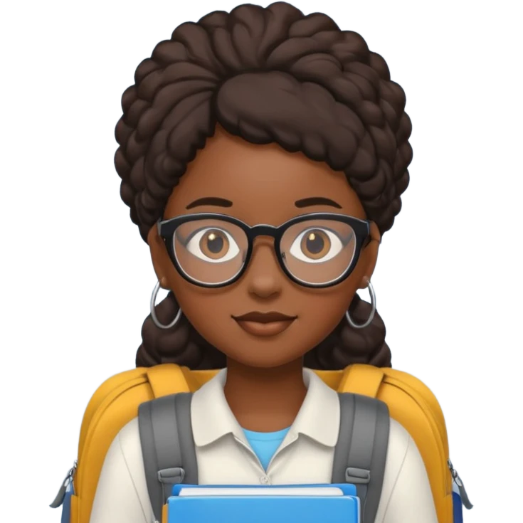 student black girl wearing glasses with backpack emoji