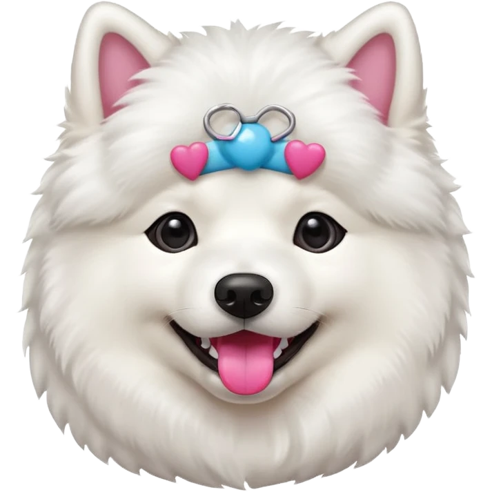 A cute dog. The dog breed should be samoyed. emoji