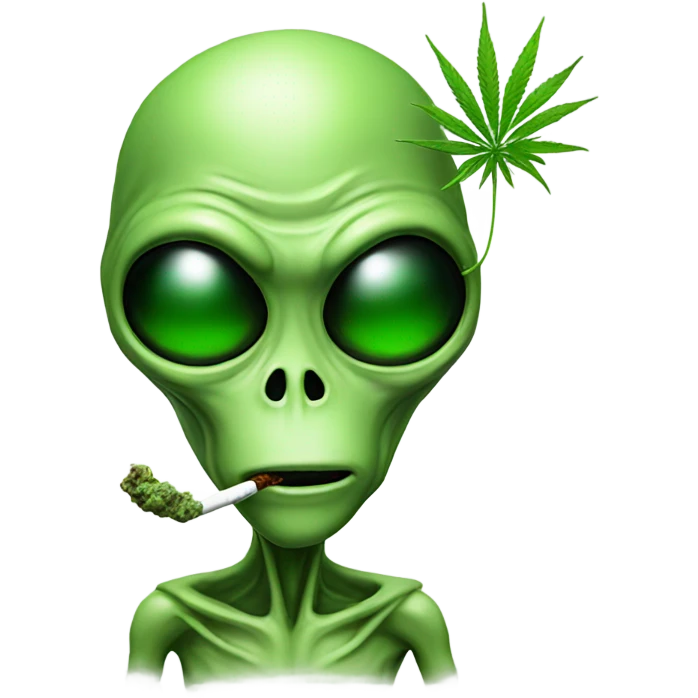 Weed smoking alien emoji