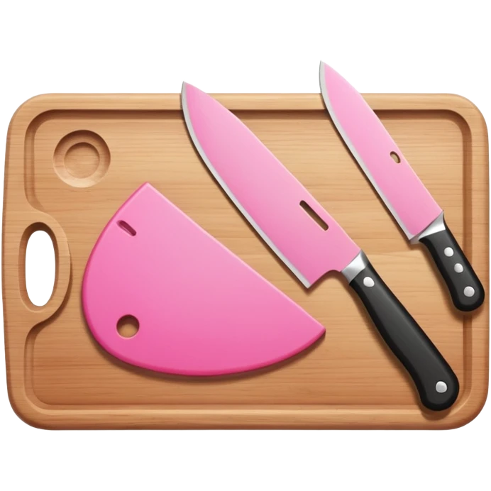 a cutting board with pink knife emoji