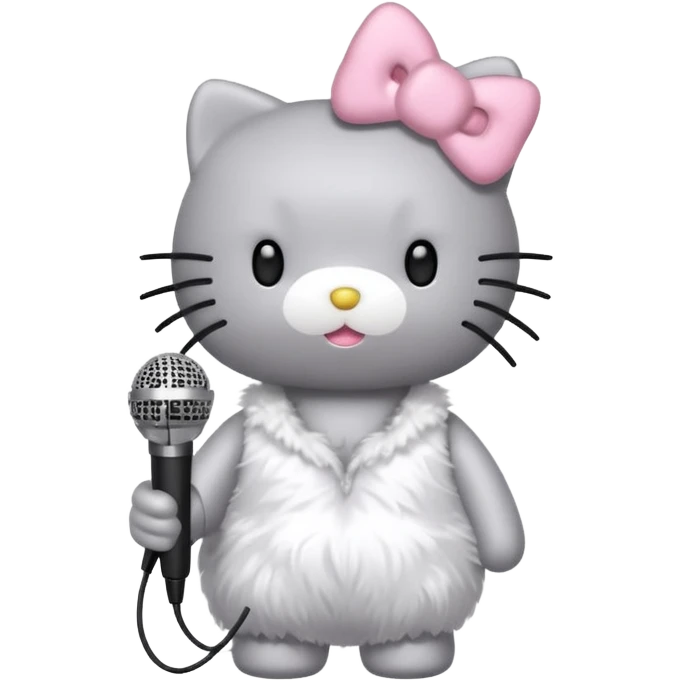 grey Hello Kitty with a microphone  emoji