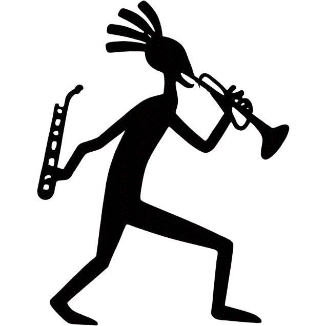 Kokopelli simple black with flute emoji