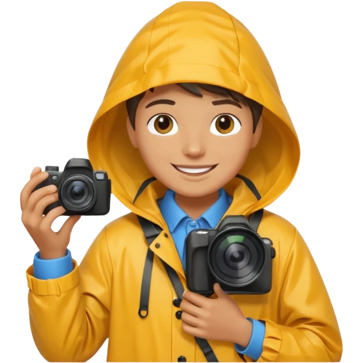 fotographer with rain coat emoji