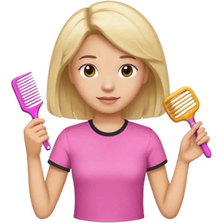 peluquera con camiseta rosa y peine en la mano emoji