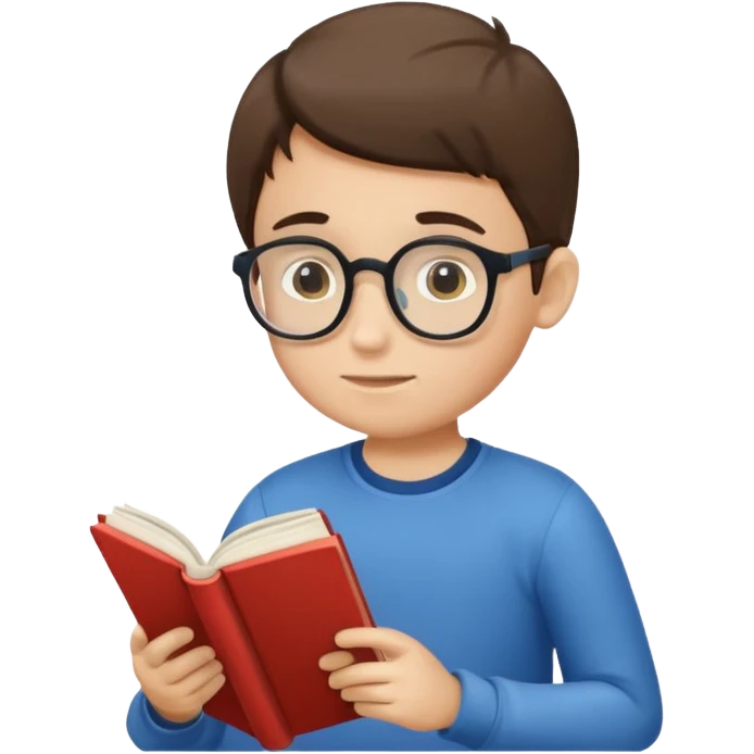 Boy reading books without specs emoji