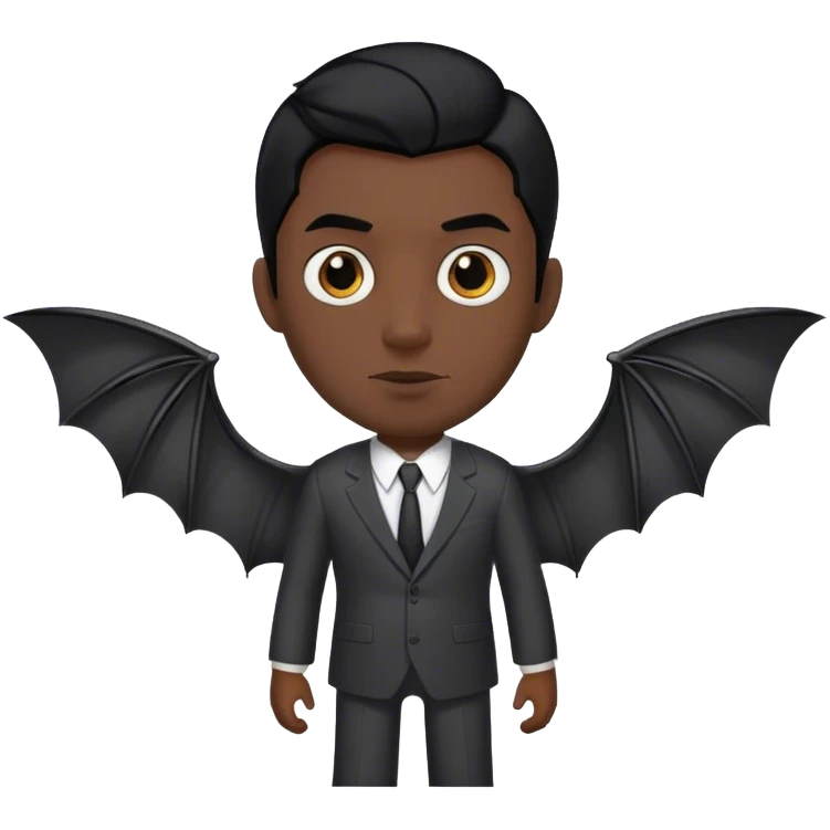 black hair tall man with bat wings in a suit emoji