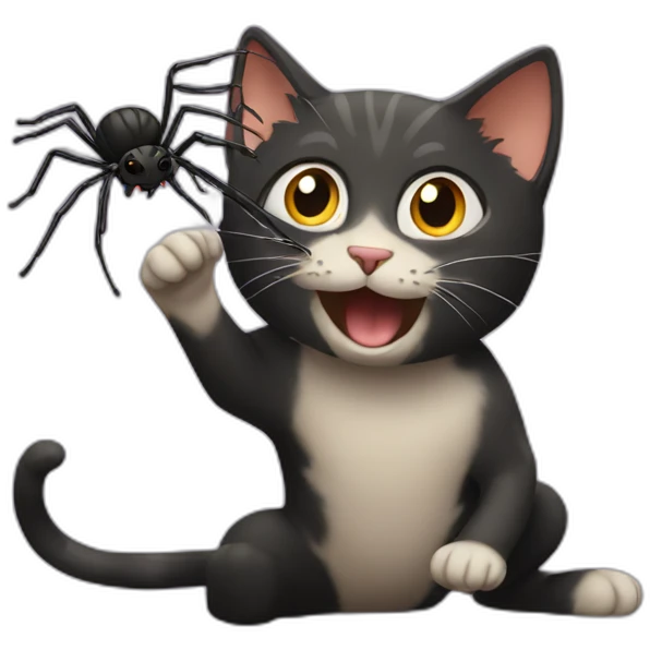 cat catching a spider emoji