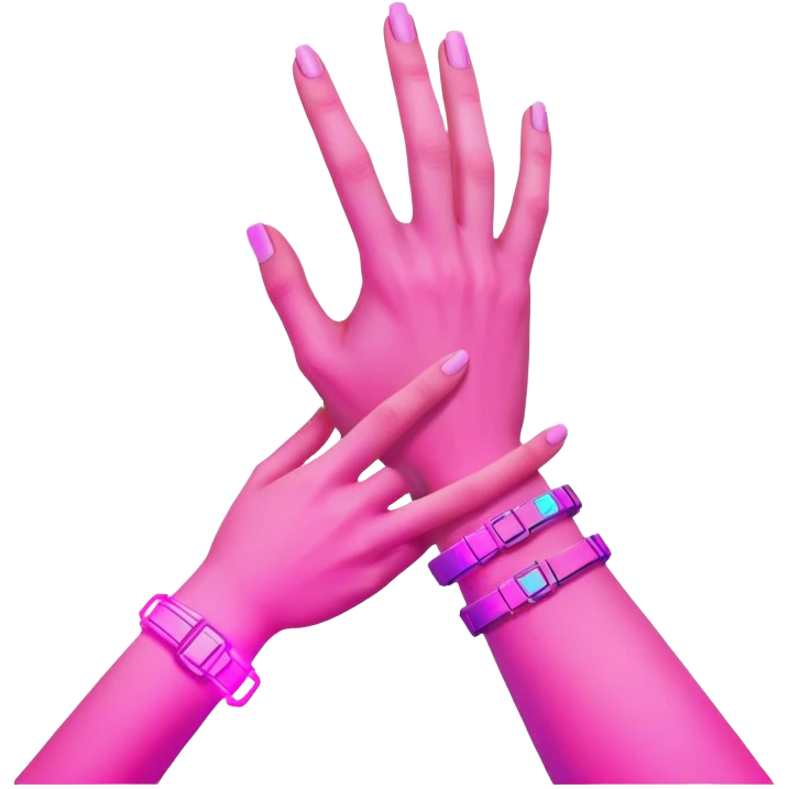 Neon cyberpunk style 
male hand holding female emoji