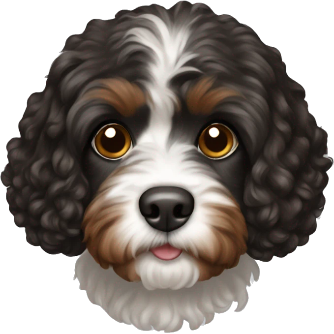 black brown and white cavapoo emoji