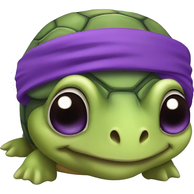 middle age turtle with purple head band emoji