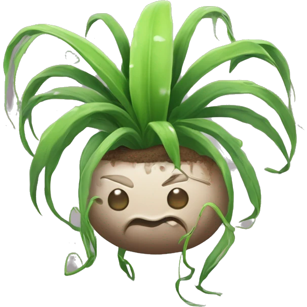 A magical sentient spider-plant who has a dirt ball at his center, who can walk, and long tendrils emoji