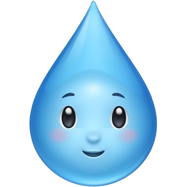 A single water droplet emoji, glossy and smooth, cartoonish, vibrant blue color, high detail, simple and cute design, without facial features, isolated on white background, centered compositio

 emoji