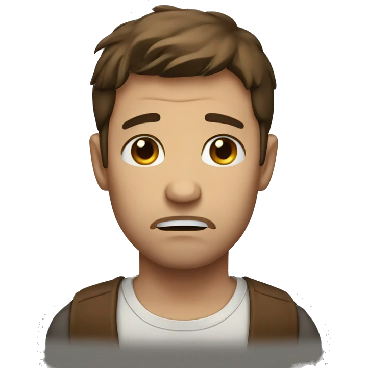 Sad brown haired man crying  emoji