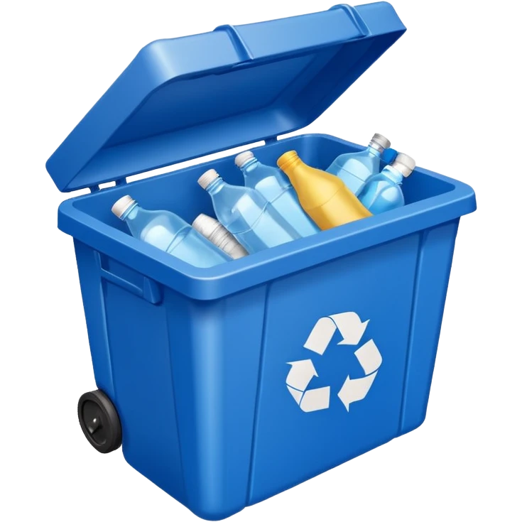 blue recycling bin with lid closed emoji