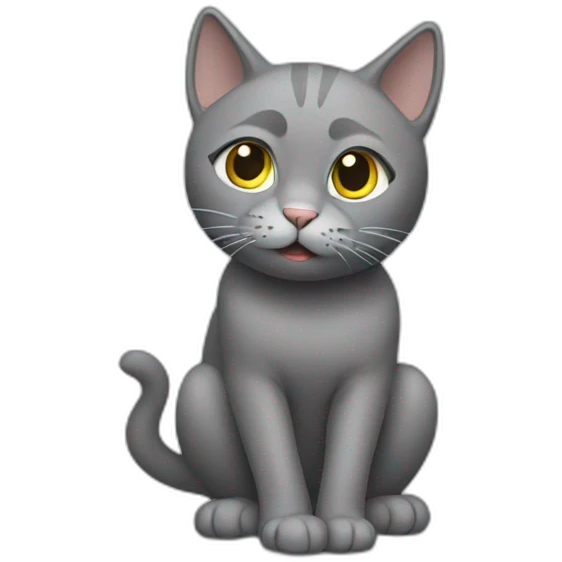 Grey cat lifting his leg to poo emoji